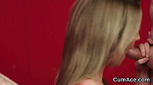 i sees flirty beauty gets cum on her face and eats all the jizz