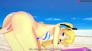 Marie Rose In Bikini Sucks On Beach In DOA Fantasy Hentai.
