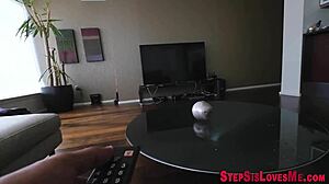 This pretty teen 18+ is doing POV sucking so well, with fingering too