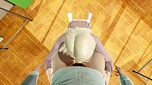 Intense hentai 3d animation of young girl with cursed bra getting fucked doggystyle in university, sucking boobs.