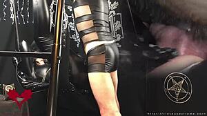 Mistress on sex swing black gothic style