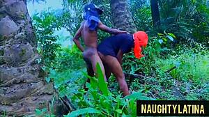 African naughty latina fucks ex boyfriend in the bush, loving missionary and doggy sex