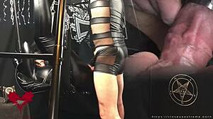 Mistress on sex swing black gothic style