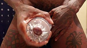 i jerk my big black cock with fleshlight