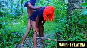 African naughty latina fucks ex boyfriend in the bush, loving missionary and doggy sex