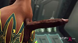 horny girl submits to shemale anal in spaceship