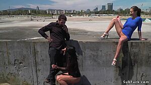 bare spanish slave walks on streets