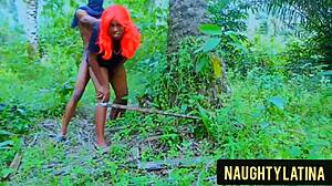 African naughty latina fucks ex boyfriend in the bush, loving missionary and doggy sex