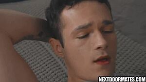 Straight friend convinced to try gay anal with monster cock