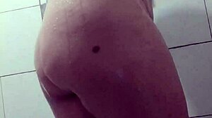 horny milf boldly records her naked body in the hidden bathroom.