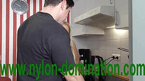 Nylon Domina Trains Her Housewife Slave!