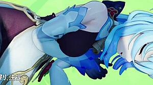 genshin ganyu gets petting in 3d hentai animation