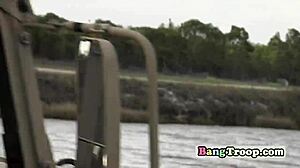 I watched horny soldiers at the lake having rough gay sex.