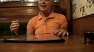 Teen In Braces Rubs Tits Publicly