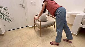 my lesbian boss dominates me in living room 😈