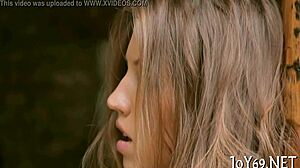 this horny teen babe rubs her tight pussy with dildo solo