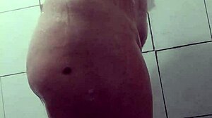 horny milf boldly records her naked body in the hidden bathroom.