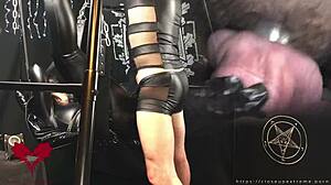 Mistress on sex swing black gothic style