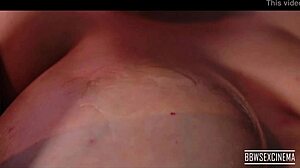 busty bbw wife oils up her huge tits for fun 😏