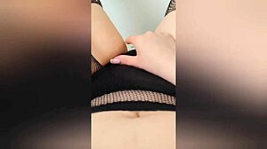 Stirring up my tight hole through my panties when im home alone