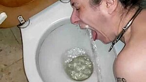 Female slave endures humiliating urine play!