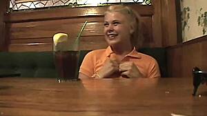 Teen In Braces Rubs Tits Publicly