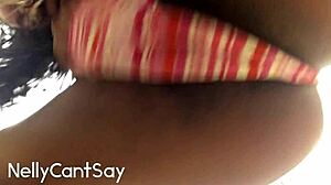 babe masturbates in black thong panties until orgasm