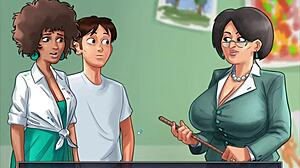 Cartoon babe rides hard in public toilet action