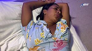 Stepmother aids stepson with erection, ends in unexpected creampie