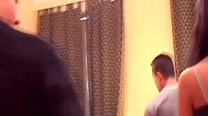 Brunette in a wild threesome, contrasting passions and desires