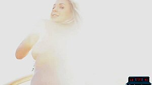 Big natural tits milf strips outdoors, ripping clothes