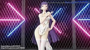 Raiden Mei shakes in chinese dress