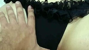 caressing the redhead's body