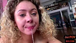 Tiny Girl Gets Smashed in POV with Dirty Talk, Deepthroat, and Handjob in Garage