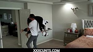 Why am I fucking my tiny teen whore in panda costume?
