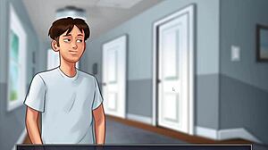 Cartoon babe rides hard in public toilet action