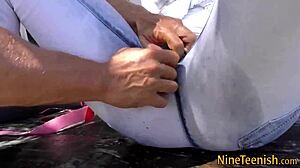 Gorgeous teen gets plowed hard in jeans.