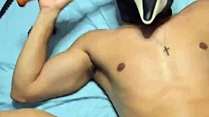 Happy Halloween! Twink gets fucked bareback by big monster cock in amateur gay scene