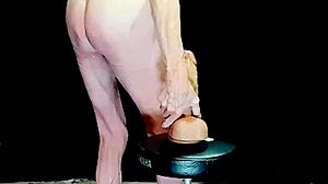 Submissive Gay Sissy Shemale Rides Big Dildo in Crossdressing Bareback Scene