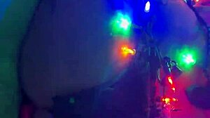 She's bouncing her big ass on a tied up cock