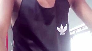 Two young strangers exchange glances at the gym, then he fucks her hard at home!