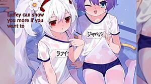 Azur lane character gives feet joi in pantyhose