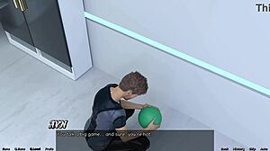 stranded in space, playing basketball against a femdom mistress with huge boobs and monster cock