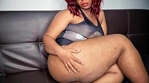 Ebony Milf Feels So Horny With Her Glasses And Red Hair