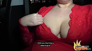 I gave public titty fuck and facial to hot milf with pierced nipples