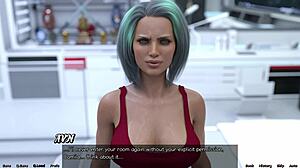 stranded in space, playing basketball against a femdom mistress with huge boobs and monster cock