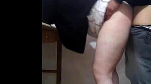 fucking the big ass mexican schoolgirl in the classroom, public cumshot.