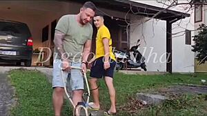 Banged My Friend's Wife While He Mowed Lawn - Wild Homemade Action!