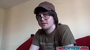 Incredibly Cute Ebony Princess Sucking Nerd's Cock Hard