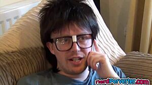 Incredibly Cute Ebony Princess Sucking Nerd's Cock Hard